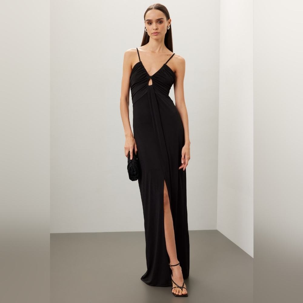 Zac Posen Black Ruched Jersey Dress Size 12